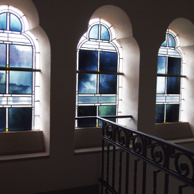 Glasgestaltung eines Treppenhauses