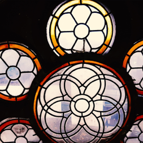 Restauration Fensterrosetten in Hagen Boele, durch Glasgestaltung Springer